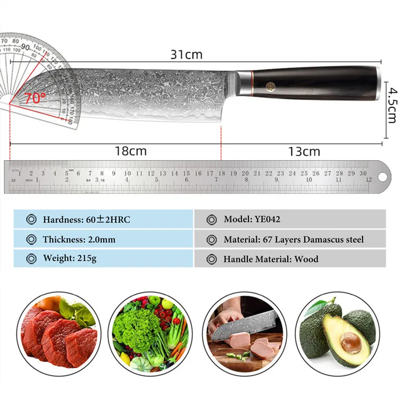 Santoku Damascus Stainless Steel Japanese Kitchen Knives Cooking Tools - Hut Knives™