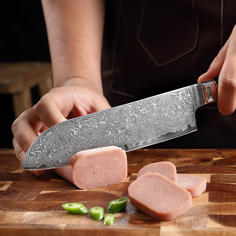 Santoku Damascus Stainless Steel Japanese Kitchen Knives Cooking Tools - Hut Knives™