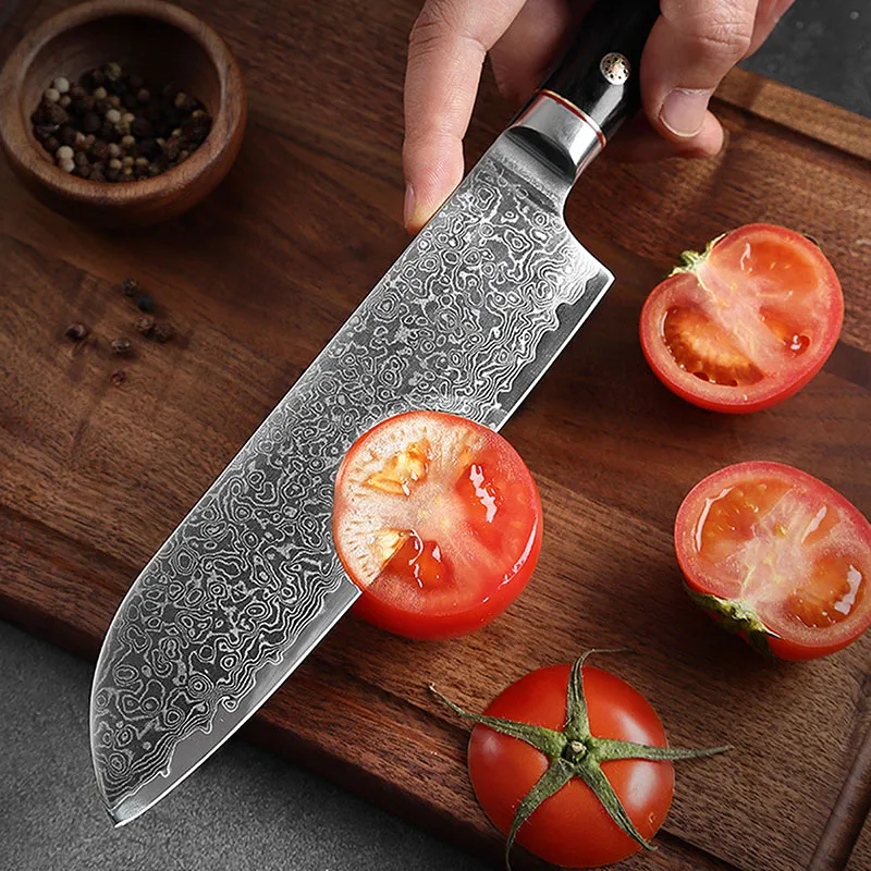 Santoku Damascus Stainless Steel Japanese Kitchen Knives Cooking Tools - Hut Knives™