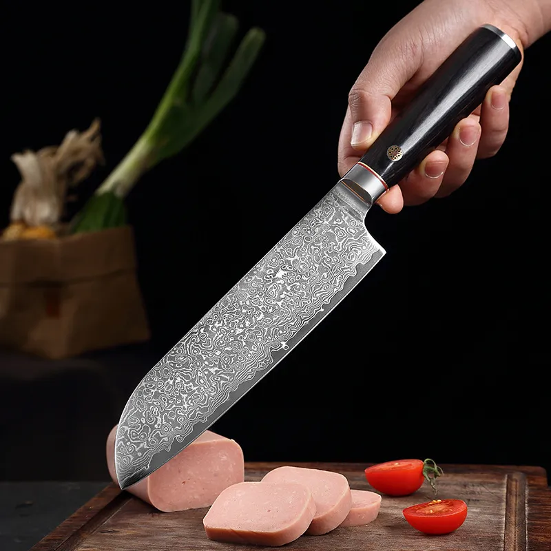 Santoku Damascus Stainless Steel Japanese Kitchen Knives Cooking Tools - Hut Knives™