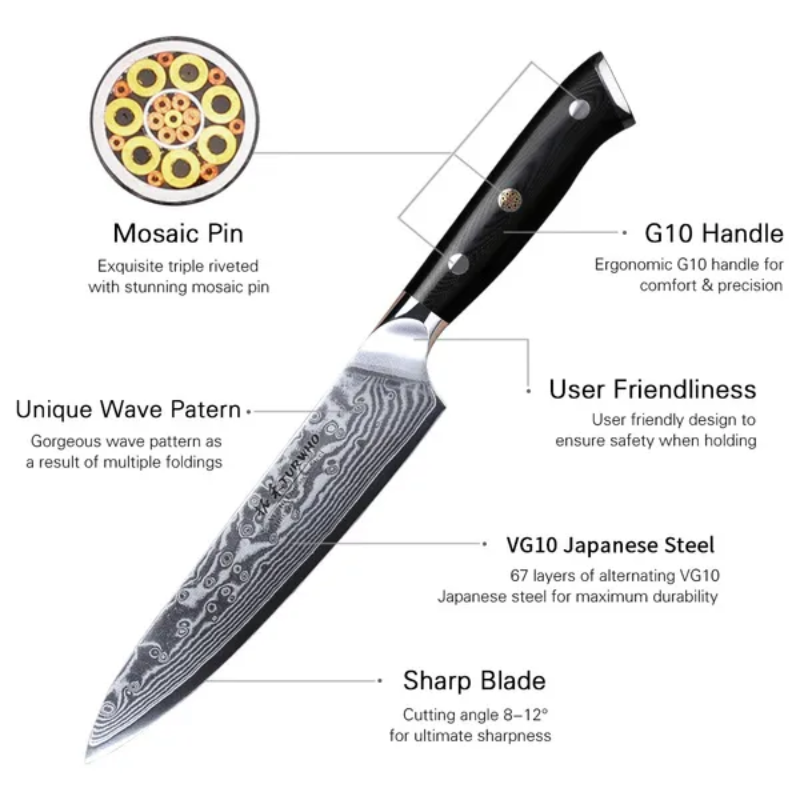 TURWHO Professional Utility Tool,5-inch Fruit Paring Knife 67 Layers Damascus Steel Professional Utility -Hut Knives™