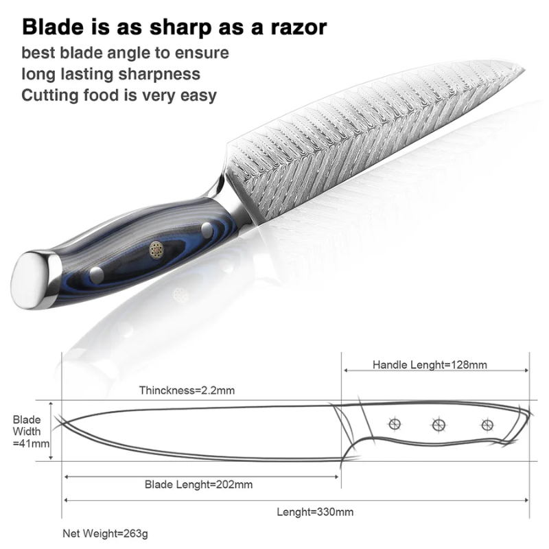 XITUO High-Quality 8quotinch Damascus Chef Knife AUS10 Stainless Steel Kitchen Knife Japanese -Hut Knives™