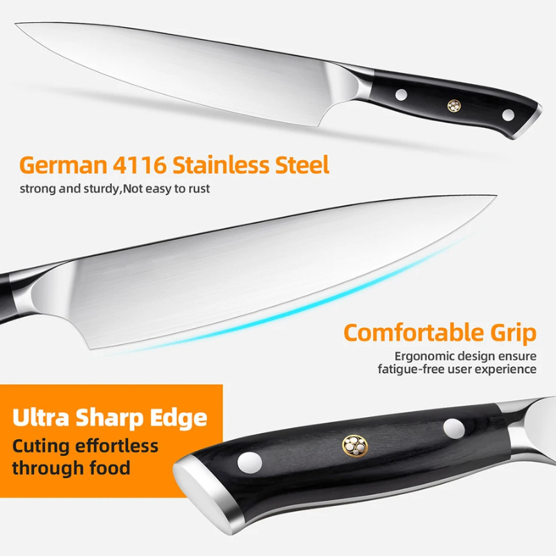 Kitchen Chef Knife 8" German Stainless Steel - Hut Knives™