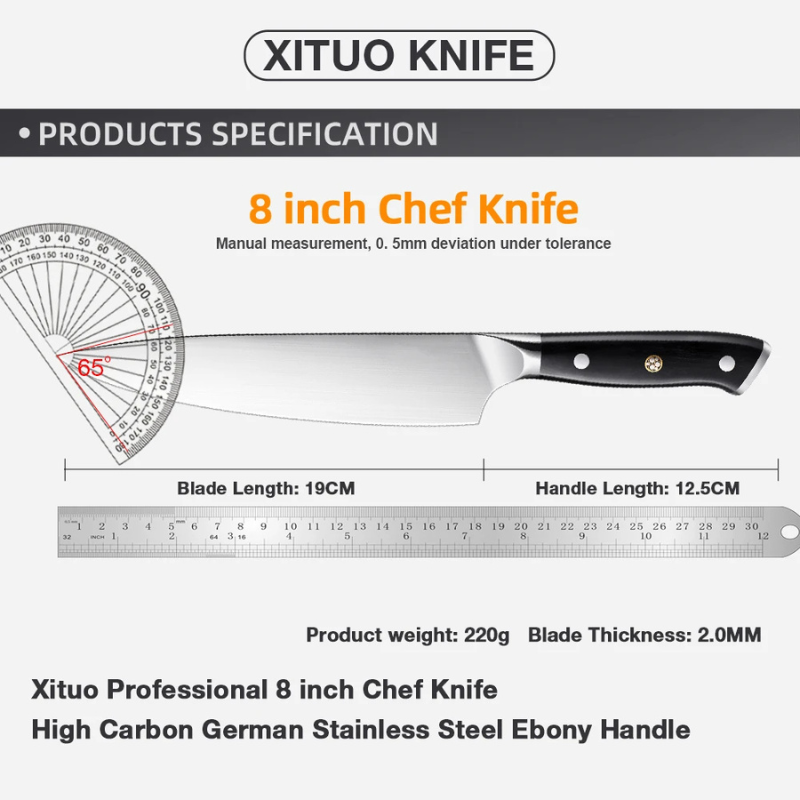 Kitchen Chef Knife 8" German Stainless Steel - Hut Knives™