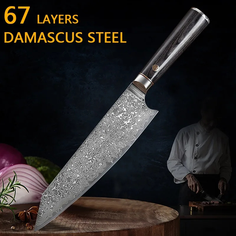 Kitchen Knife 67 Layers Damascus Steel - Hut Knives™